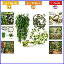 Artificial Reptile Vines for Terrarium, 4-Pack, Green  Brown, Flexible, Wate...