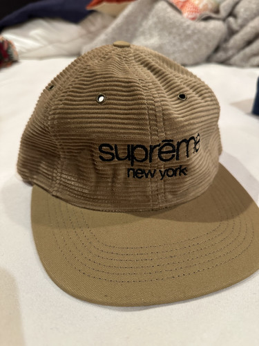 Brand New Supreme Corduroy Classic Logo 6-Panel Light Brown Camp Cap FW15
