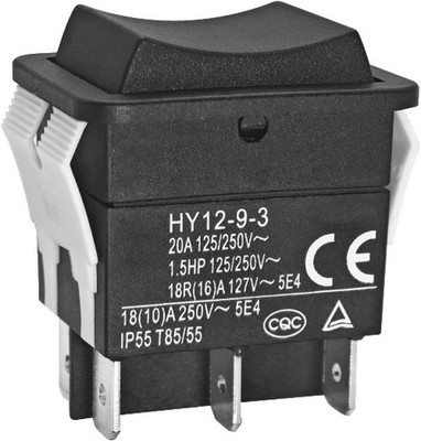 HY12 9 3 On/Off/On Rocker Switch 6 Pins 125 250V 20A Pushbutton Bilateral Self