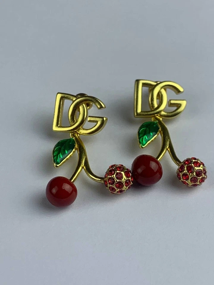 Pendientes colgantes Dolce & Gabbana DG estrás cereza roja Foto 3 de 4