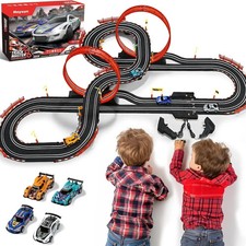 30 FT Slot Car Race Tracks Sets Toys for Ages 8-10 -1:43 Dual Race Car Track wit