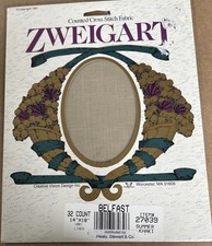 Zweigart 32 count Belfast Linen 14" x 18" Cross Stitch Fabric  Summer Khaki  NIP