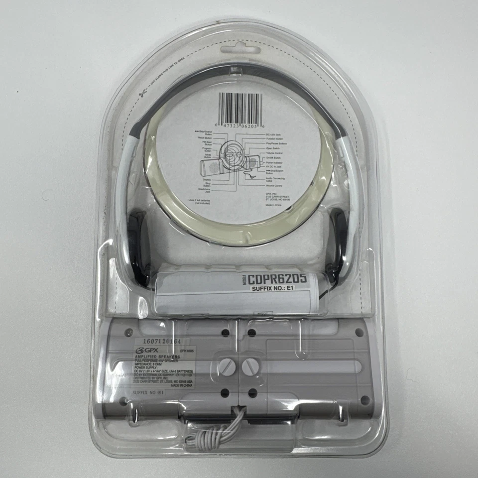 Nuevo reproductor de CD de disco compacto portátil GPX sellado CDPR6205 con altavoces alimentados Foto 2 de 4