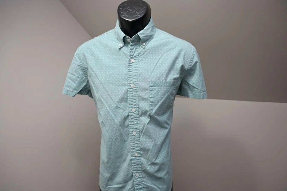 J Crew Stretch Dress Shirt Slim Fit Button Up Short Sleeve Dotted Mens Sz Medium - Image 2 of 4
