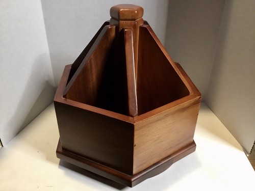 Vintage Drexel Heritage Wood Desk Organizer Rotating Caddy 7.5" x 8.25” Hexagon