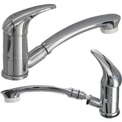 Wasserhahn Einhebelmischer Roma mit ausziehbarer Dusche + Schalter chrom - Bild 1 von 4