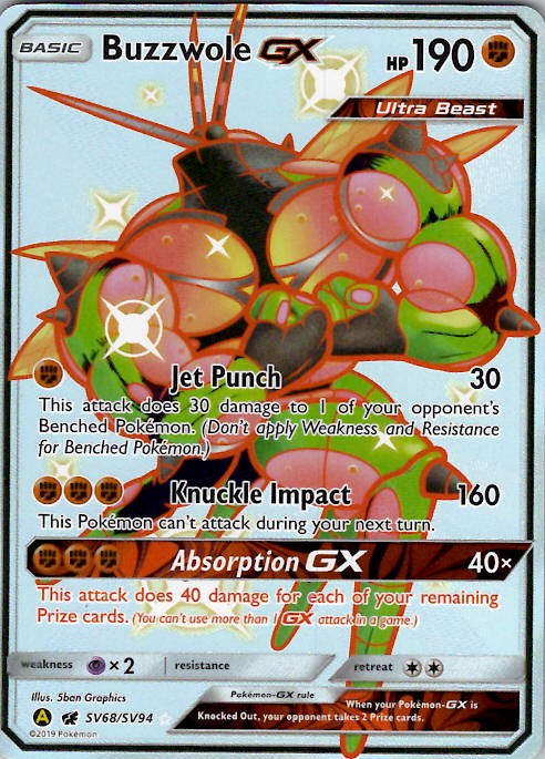 Buzzwole GX Hidden Fates: Shiny Vault SV68/SV94 Holo NM