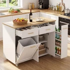 52" Kitchen Island with Storage on 5 Wheels, Movable Island Table for Kitchen
