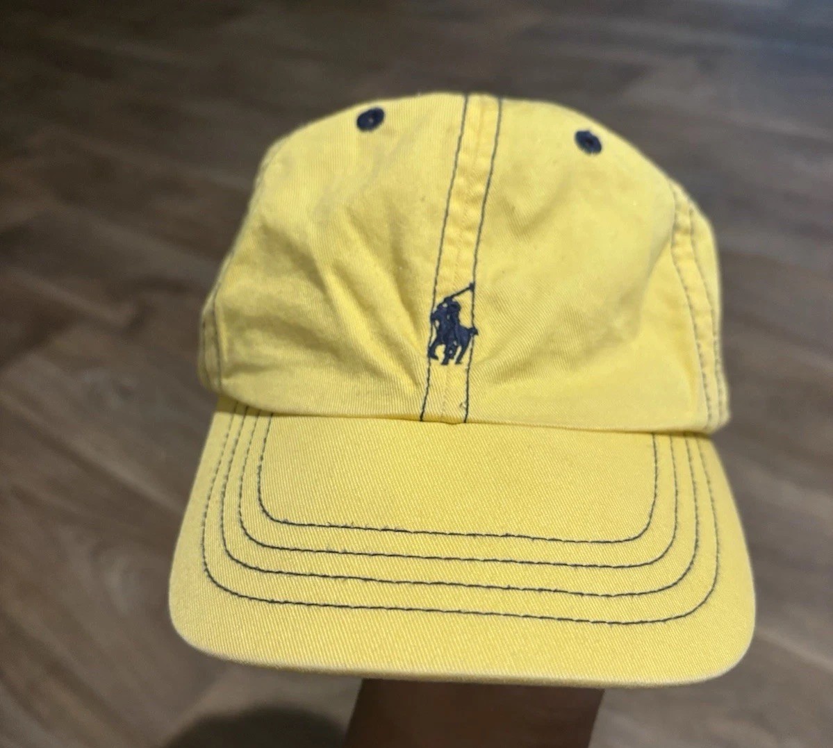Polo By Ralph Lauren Yellow Baseball Cap Adjustable Navy Pony Logo Strap