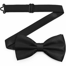 Men's Solid Pre-Tied Bow Tie Adjustable Formal Tuxedo Bowtie for Men Satin Neck