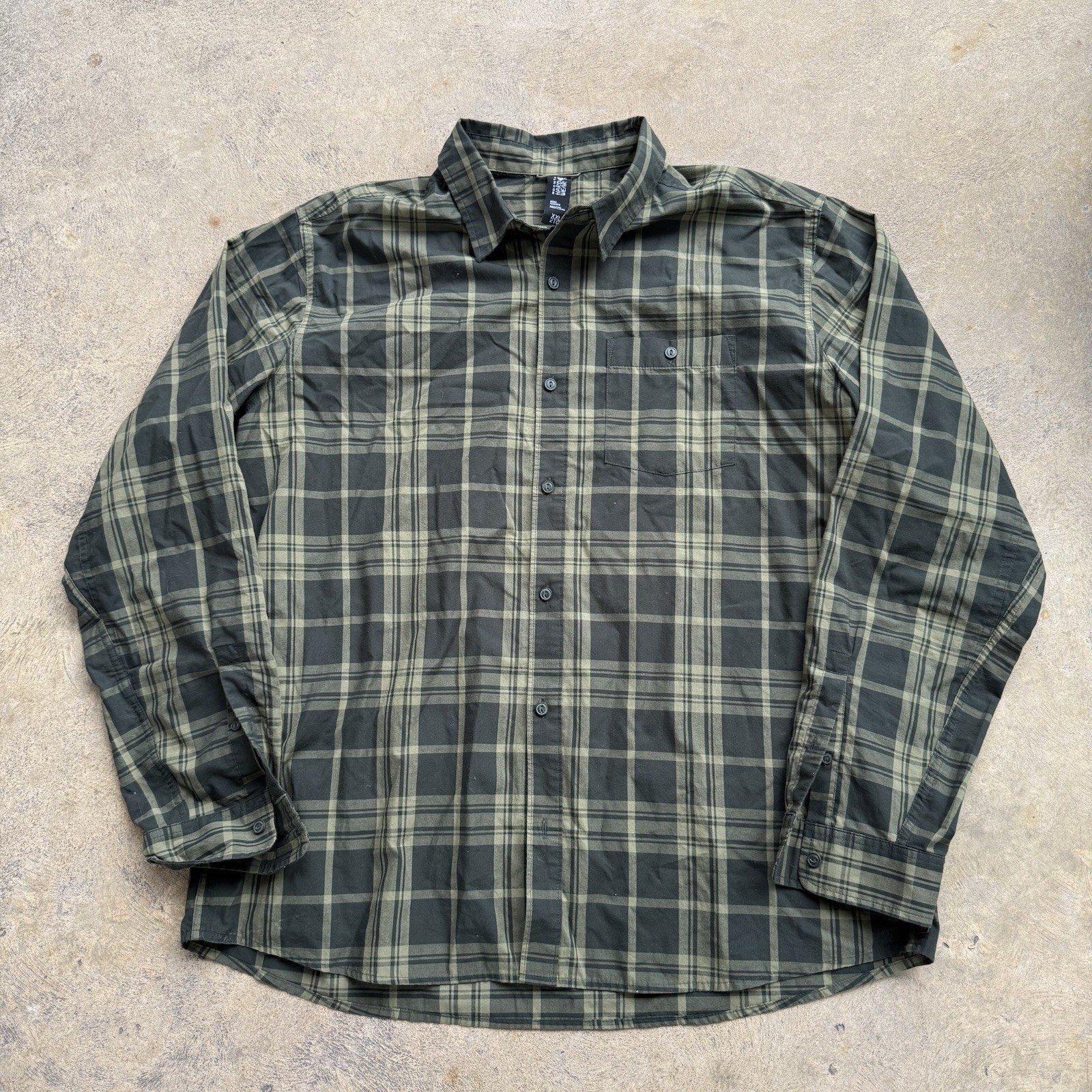 Mountain Hardwear Shirt Men's Long Sleeve 2XL Boreal Green Plaid Nylon Hiking