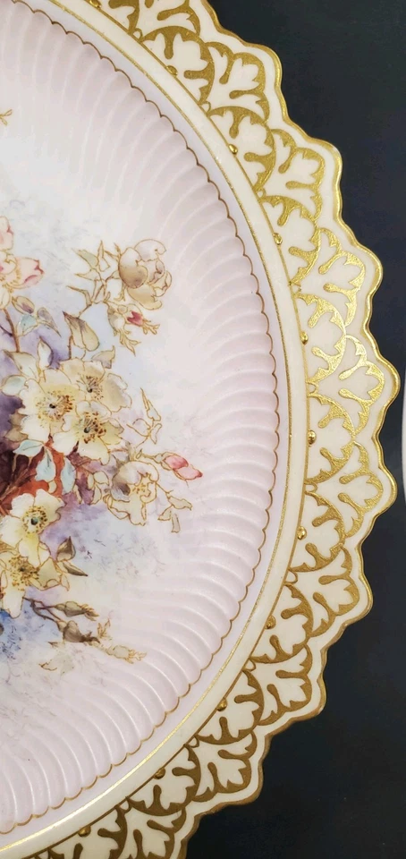 Doulton Burslem Plate Hand Painted Spanish Ware Florals Moorish Rim Signed - Image 3 of 4