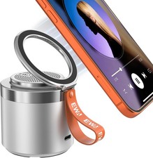 Wireless Bluetooth Speaker with Secure Magnetic Phone Stand Silver HD