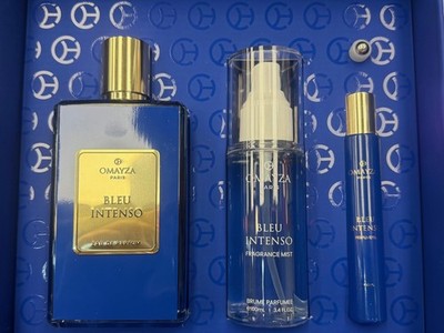 Omayza Bleu Intenso (EDP 3.4 oz + Fragrance Mist 3.4 oz + Perfume Oil 10 ml) for