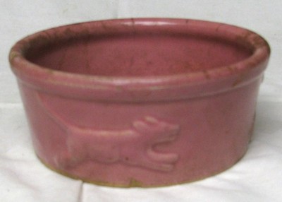 Vintage Pottery Dog Bowl Food Water 6'' Wide 2.5'' Tall Unbranded 