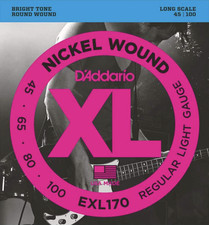 D'Addario EXL170 Nickel Wound Bass Guitar Strings, Light, 45-100, Long Scale