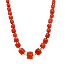 Natural Coral and 18ct Gold Necklace
