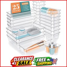 25 PCS Clear Plastic Drawer Organizer, Makeup Organizers and Storage Bins