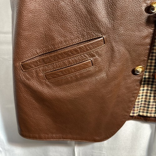 Vintage Orvis Brown Leather Flannel Lined Vest Men’s Size Large Buttons Pockets - Picture 5 of 16