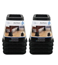  2 pack Mainstays Black Plastic Bed Risers to Raise Your Bed for Storage, 8 Pac