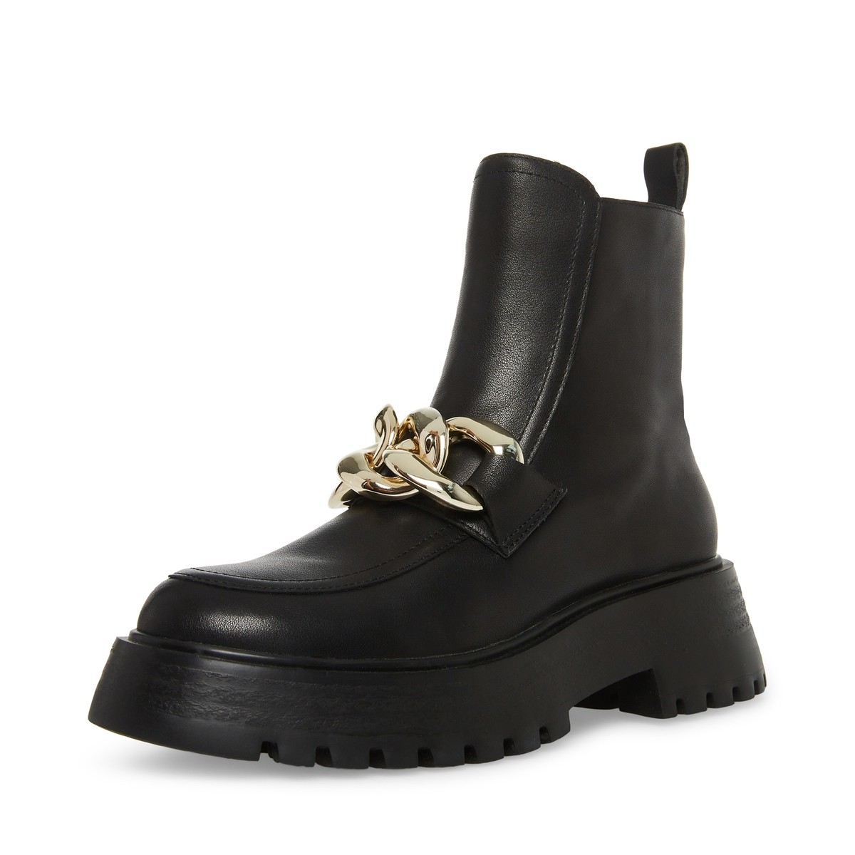 Steve Madden Cleo Black Leather Chunky Lug Sole Curb Chain  display picture 2