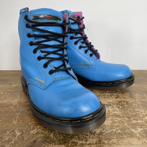 Vintage Dr Martens Stiefel Blau 6 Leder 9566 Made In England - Bild 1 von 15