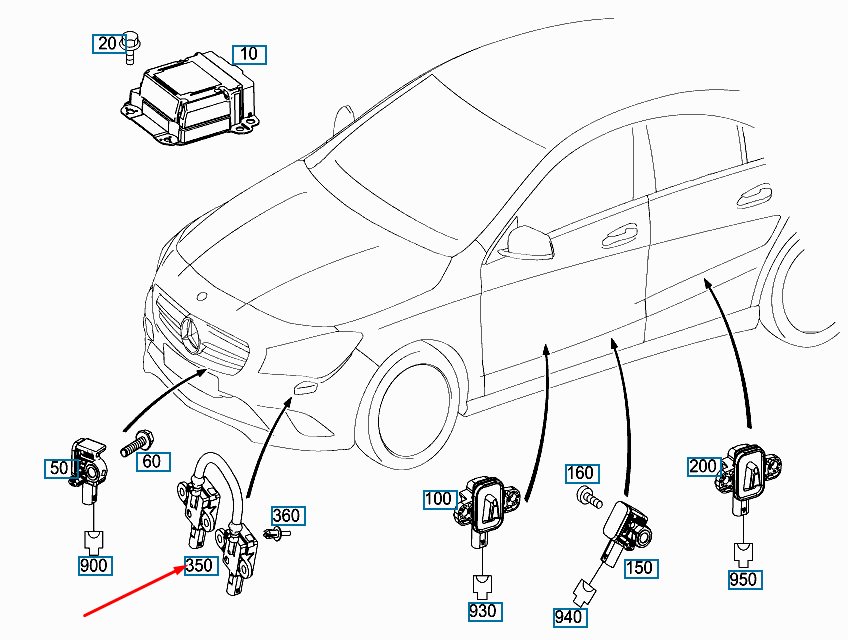 Drucksensor Crashsensor MERCEDES W117 CLA A1179056900 online  