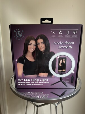 Dixie & Charli 10'' Led Ring Light with phone holder, table Stand & wired Remote 