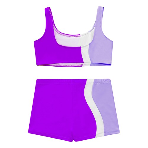 Kids Girls Crop Top With Shorts U Neck Sports Set Performance Stretchy Costume - Picture 24 of 52