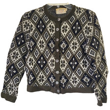 Jersild Vintage Nordic Cardigan Sweater 100 Virgin Wool Grannycore Medium