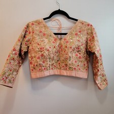 Lehanga Top Pink Satin Embroidered Flowers Size M/L