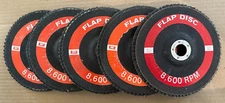 7 inch FLAP DISCS 7" x 7/8" 60 Grit Grinding Wheels Fiberglass/Zircon - Lot of 5