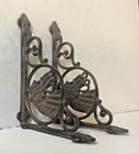 SET OF 2 HORSE HEAD SHELF BRACKET/BRACE, Antique Rustic Brown patina cast iron — photo 2