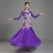 Latin Ballroom Dance Dress Modern Salsa Waltz Standard Long Dress#C037 4 Colors
