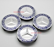 Set Of 4 Fit For Mercedes-benz Wheel Center Caps Emblem Rim Hub Cover Navy Blue