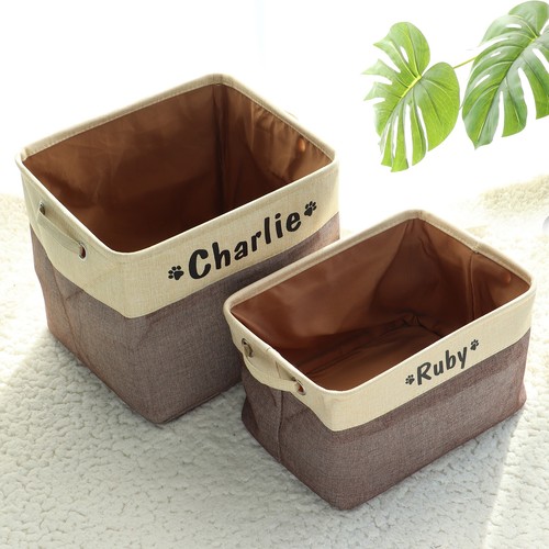 Personalised Dog Toy Storage Basket Custom Name Pet Organizer Bin Box Foldable - Picture 10 of 47