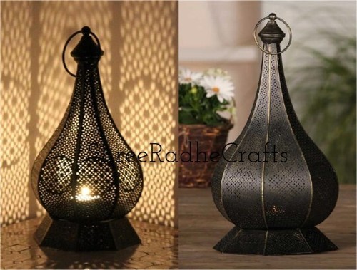2 PCS Set Moroccan Candle Lamp, Table Lampshade, Metal Floor Home Bedside Lamp - Picture 2 of 8