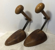 Vtg Antique Wood  Metal Cobbler Shoe Form Tree Stretchers Adjustable DATED 1899