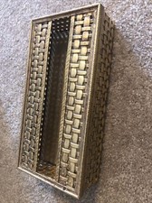 Vintage Hollywood Regency Gold Basket Weave Tissue Box Holder w Lid 10" x 5"