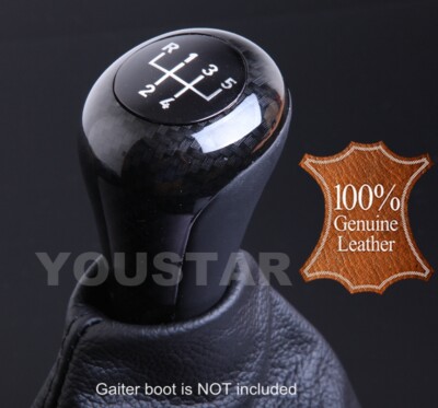 GENUINE Italian Leather + Carbon Effect Weighted 5 Speed Gear Knob