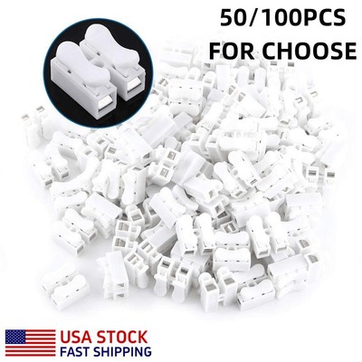 100PCS White 2P Quick Splice Lock Wire Terminals Electrical Cable Connectors CH2