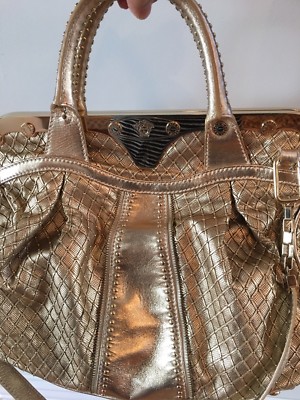 VERSACE GOLD REV BAG WITH BEAD / STUD DETAIL