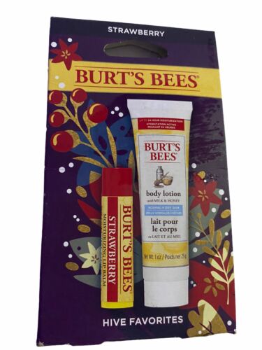 Burt's Bees Hive Favorites Strawberry Lip Balm & Body Lotion New - Picture 1 of 3