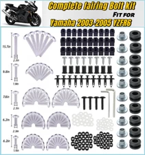 Silver Complete Fairing Bolt Kit Bodywork Screws Set for Yamaha YZF R6 2003-2005