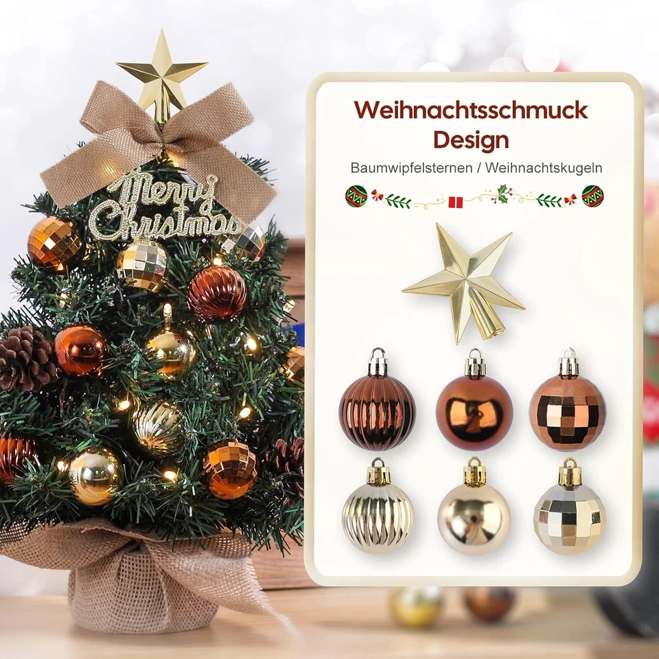 Weihnachtsbäume Künstlich 60cm Mini Tannenbaum mit LED und Weihnachtsdeko B1276 - Bild 3 von 4