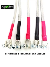 Battery Cable NEG 2 Gauge AWG Copper SS STAINLESS BRAIDED Car Truck RV Boat  