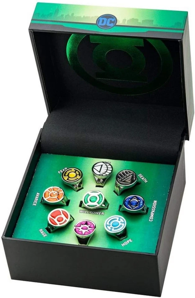 DC Comics Green Lantern Power Ringe - Set mit 9 Ringen