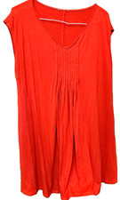 Boho Long Loose Top Size Large Orange/Red Color Flowy