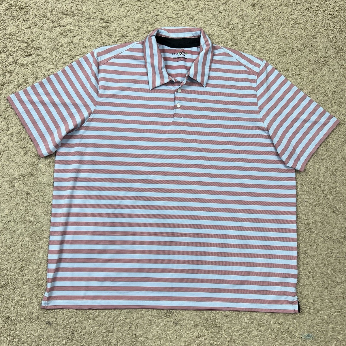 Johnston Murphy Striped Polo Shirt Men's Size XXL XC4 Performance Golf