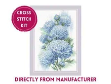 RIOLIS Counted Cross Stitch Kit 2140 Delicate Chrysanthemums, Lovely Blue Flower
